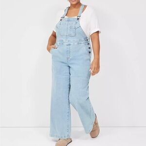 Lane Bryant Blue Denim Overalls Wide Leg
